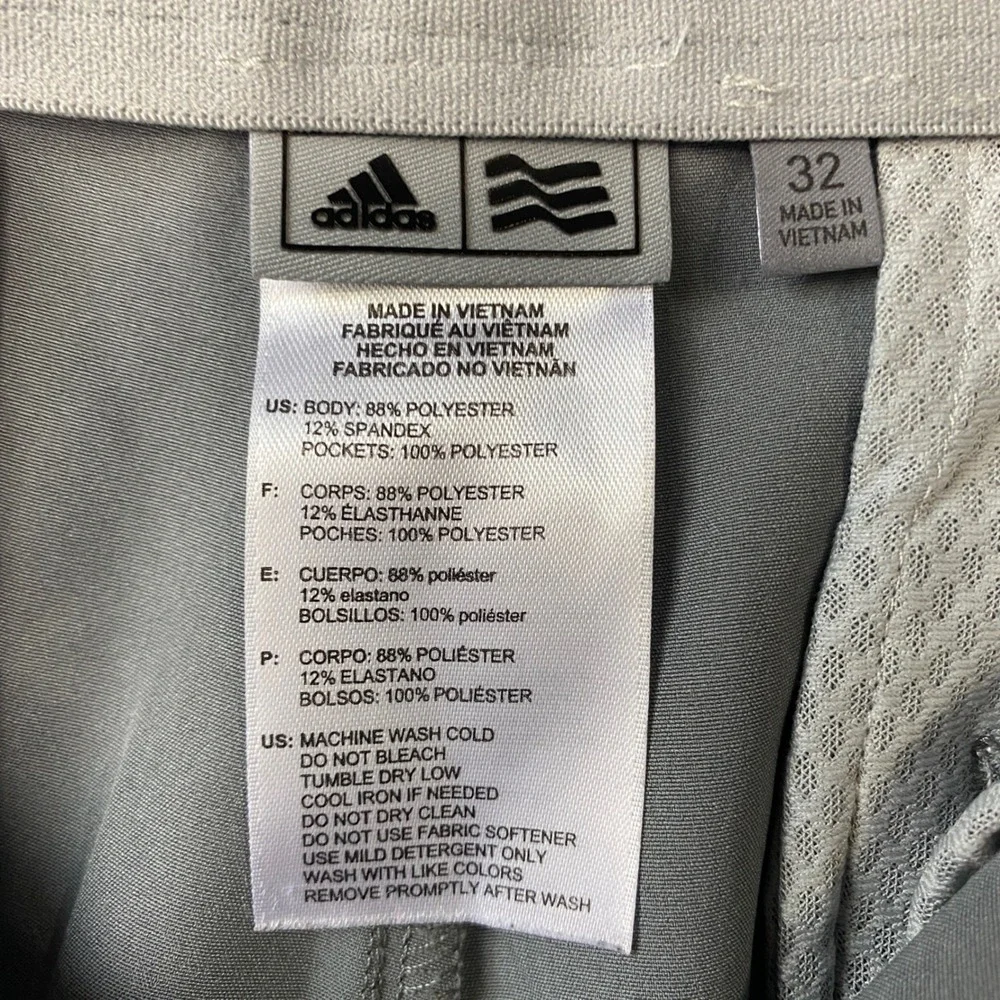 Adidas Golf Shorts Mens 32 Grey Performance Stretch Moisture Wicking‎ Activewear